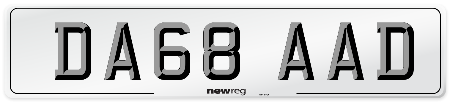 DA68 AAD Number Plate from New Reg